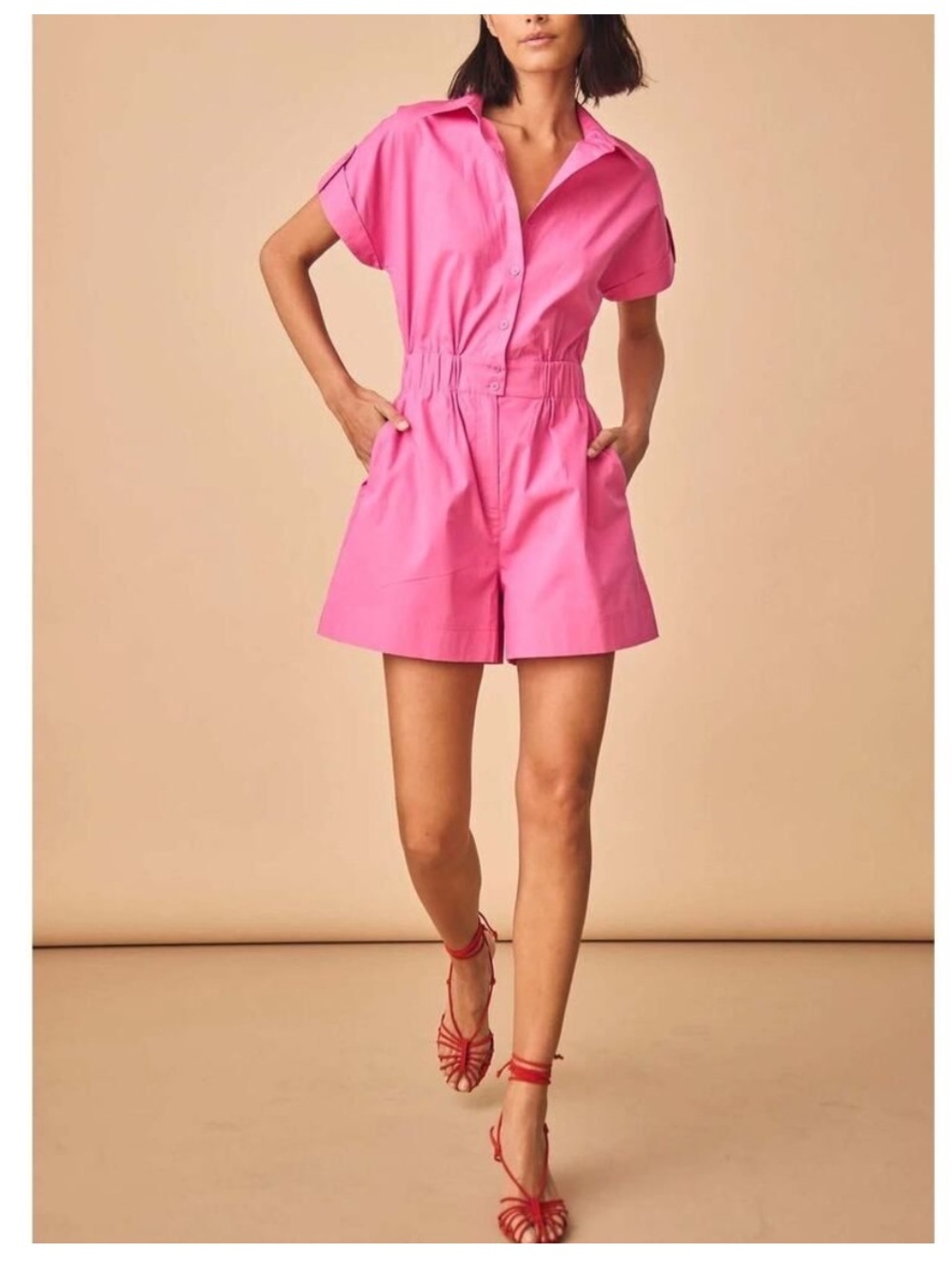 Hunter Bell azalea reed jumpsuit romper pink size 6